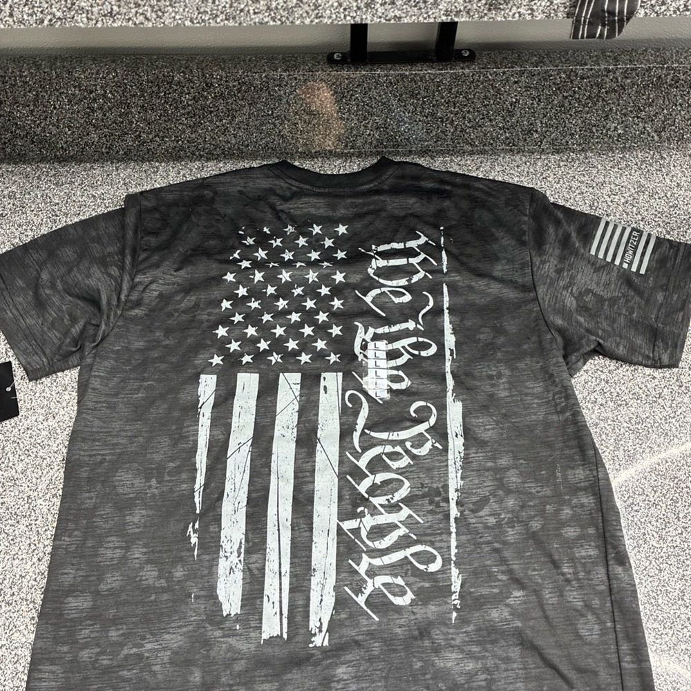 Men's Dark Gray Graphic Tee with Flag Design